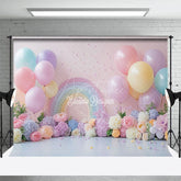 Aperturee - Aperturee Fresh Floral Balloons Birthday Cake Smash Backdrop